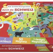 Set* Auf Entdeckungsreise durch die Schweiz. 1 Buch, 50 Magnete und 1 Magnetbrett.