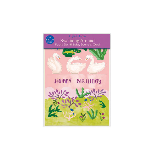 Geburtstagskarte In 3d Swanning Around Mit Mini Buhnenbild