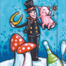 Karte* Lebende Karte „Neujahr“. Doppelkarte mit Wechselbild.