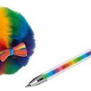 Kuli* Puschel Kugelschreiber. Mit super flauschigem Regenbogen-Pompom!
