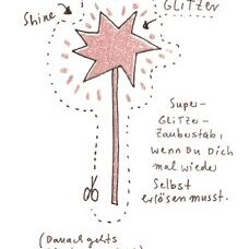 Postkarte* Super-Glitzer-Zauberstab. Von karindrawings.