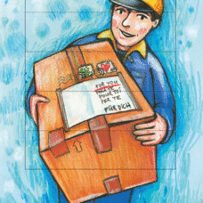 Karte* Lebende Karte „Paket“. Doppelkarte mit Überraschung!