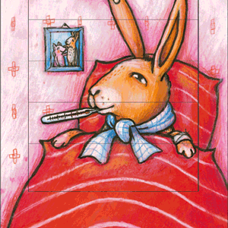 Karte* Lebende Karte „Besserung“. Doppelkarte mit Wechselbild.