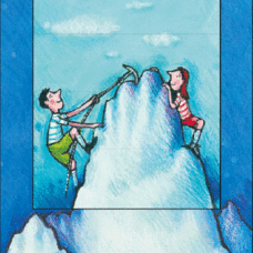 Karte* Lebende Karte „Gipfelstürmer“. Doppelkarte mit Überraschung!