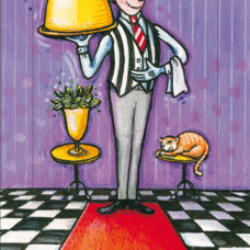 Karte* Lebende Karte „Ober“. Doppelkarte mit Überraschung!