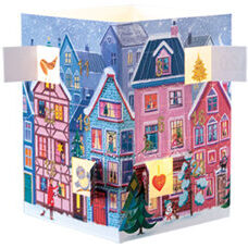 Adventskalender* Leuchte «Winterstadt». Mit Transparentbildern für Teelicht!