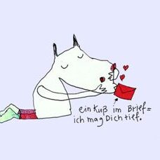 Postkarte* Ein Kuss im Brief. Von karindrawings.