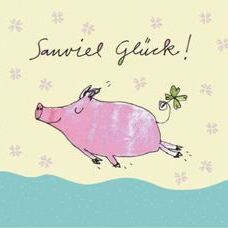 Postkarte* Sauviel Glück von Karin Drawings.