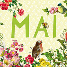 Postkarte* Mai. Die Karte für den Monat May. Mit Glitzer!