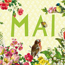 Postkarte* Mai. Die Karte für den Monat May. Mit Glitzer!