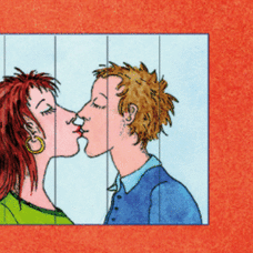 Karte* Lebende Karte „Kuss“. Doppelkarte mit Wechselbild.