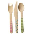 Fröhliches Einweg-Besteck aus Holz 24-teilig