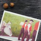 Holzpostkarte „Alpaufzug"