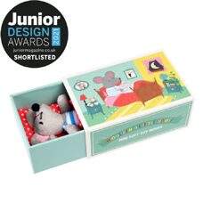 Plüschtier* Stoffmüsli in kleinem Häuschen.