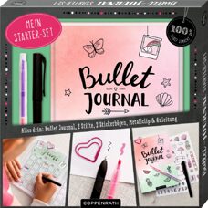 Bullet Journal Starter Set* Alles drin: Journal, 2 Stifte, 2 Stickerbögen, Metallclip & Anleitung!