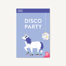 Notizblock UND Daumenkino in 1 «Disco Party» mit rollschuhfahrendem Einhorn