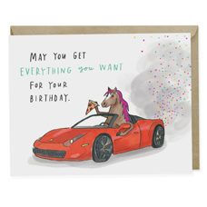 Doppelkarte mit Couvert „Pony Ferrari Pizza Birthday card“
